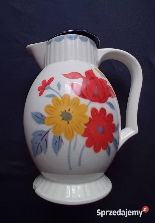 Fajansowy dzbanek z metalową przykrywką Niemcy Koźminek sprzedam