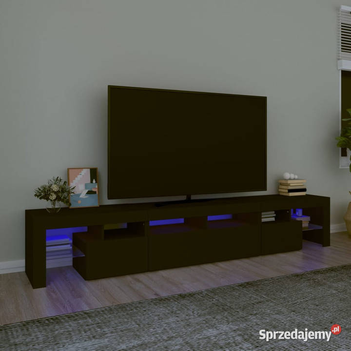 Szafka pod TV z oświetleniem LED czarna Warszawa