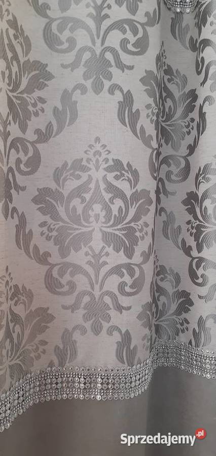 Zasłony velvet szary ornament szary Mława