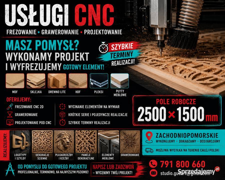 PROJEKTOWANIE FREZOWANIE CNC GRAWEROWANIE MDF zachodniopomorskie Łobez