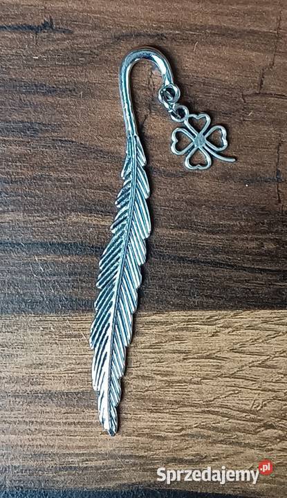Metalowa zakładka w kształcie pióra w ozdobnym