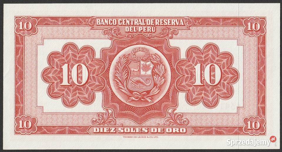 PERU 10 SOLES DE ORO 1968 UNC łódzkie Łódź