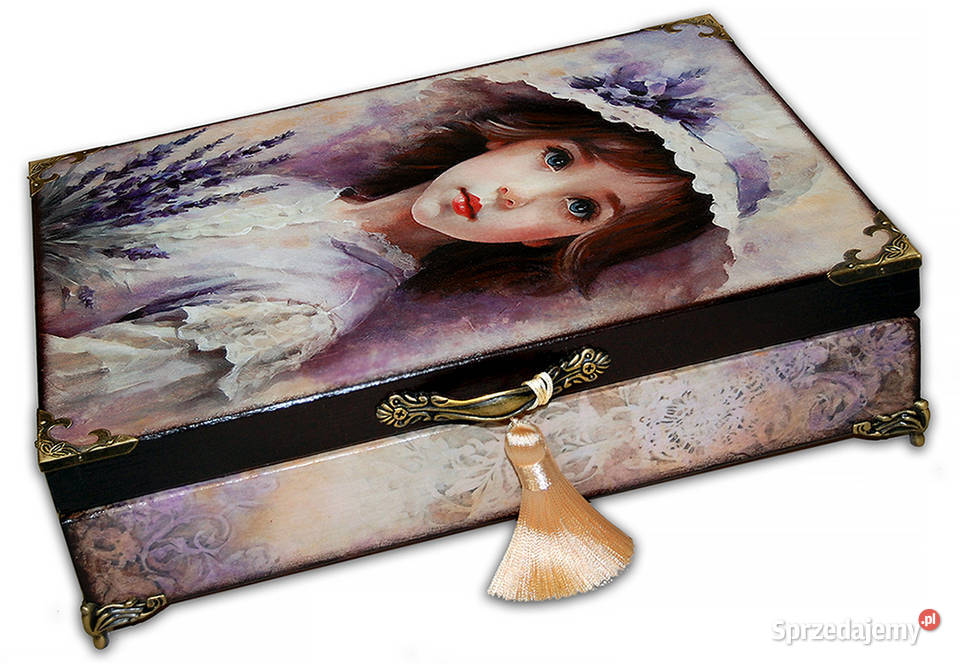 SZKATUŁKA drewniane pudełko LAVENDER GIRL 27x20 wielokolorowy Pozostałe Bydgoszcz