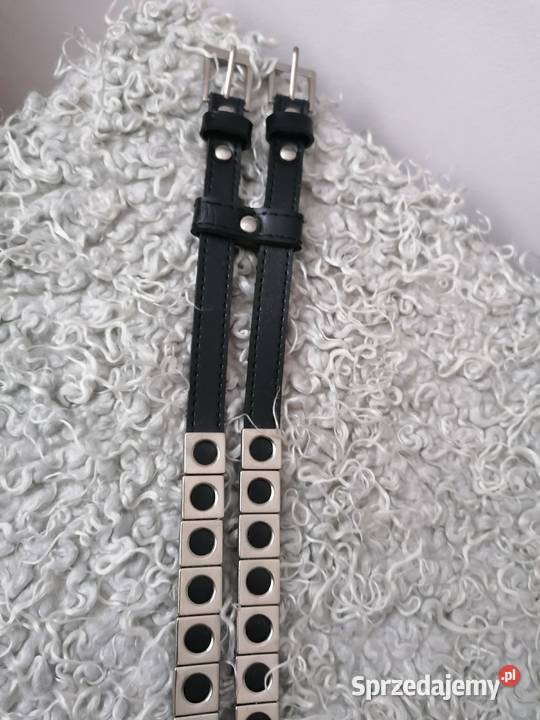 NOWY CZARNY PODWÓJNY PASEK Z ĆWIEKAMI Paski Łódź