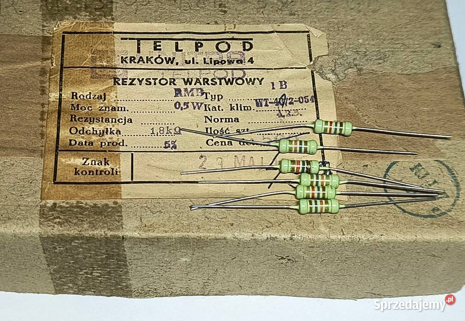 Rezystor 18k 05W RMB Unitra TELPOD Części i akcesoria Gdańsk