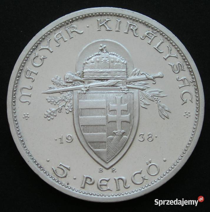 WĘGRY 5 PENGO 1938 ŚWIĘTY STEFAN SREBRO STAN 2 Łódź