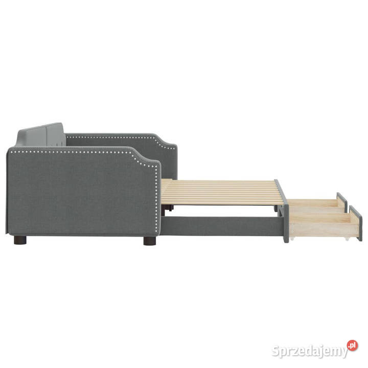 Sofa rozsuwana z szufladami ciemnoszara tkanina mazowieckie Warszawa
