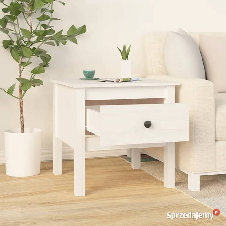 Stoliki boczne 2 białe 50x50x49 lite drewno sprzedam