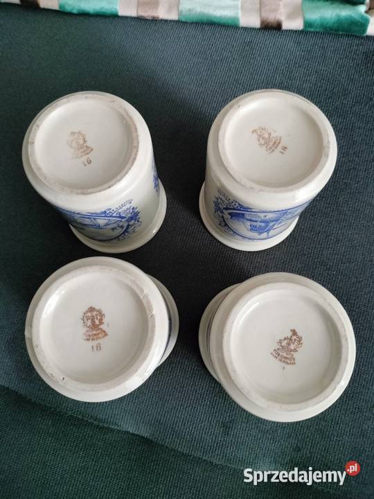 Zestaw kubki Tułowice wiatraki PRL Porcelana i szkło zachodniopomorskie Choszczno