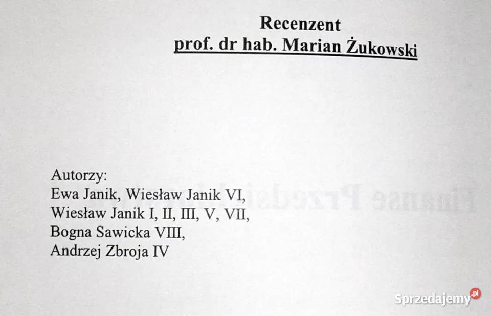 Finanse przedsiębiorstw Wiesław Janik Chełm