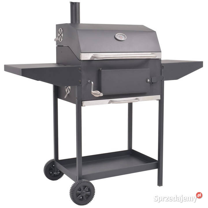 Grill węglowy z wędzarnią i dolną półką czarny Warszawa