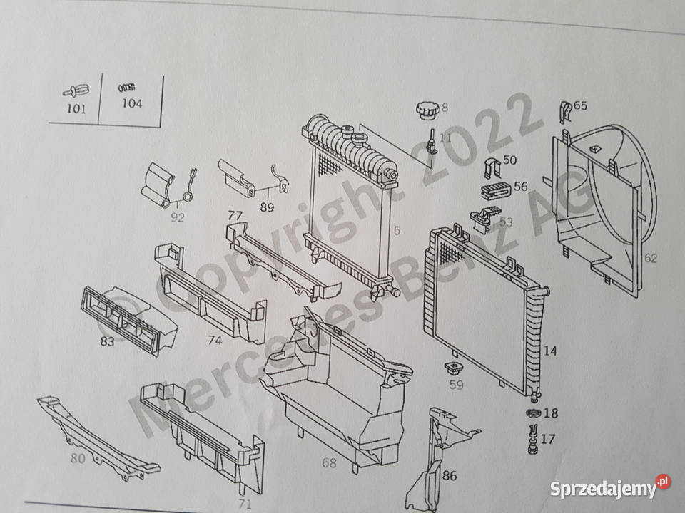 panel chłodnicy oryginalny Mercedes CLK W208 A osobowe pomorskie Gdańsk sprzedam