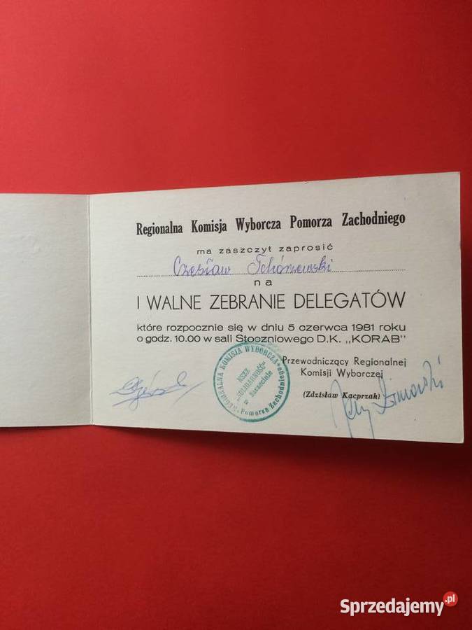 1592 Zaproszenie Solidarności zachodniopomorskie Szczecin sprzedam