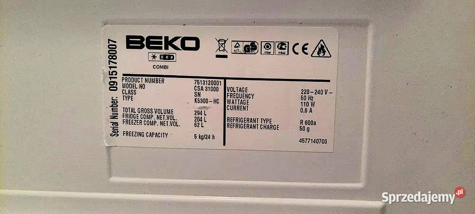 Lodówka BEKO CSA 31000 na części