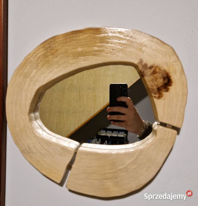 Lustro ścienne ręcznie wykonane brązowy