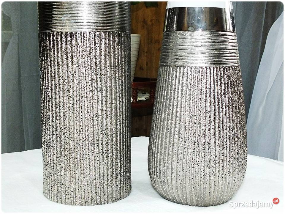 Srebrny Wazon ceramiczny dekoracyjny Komplet 2 w Żary