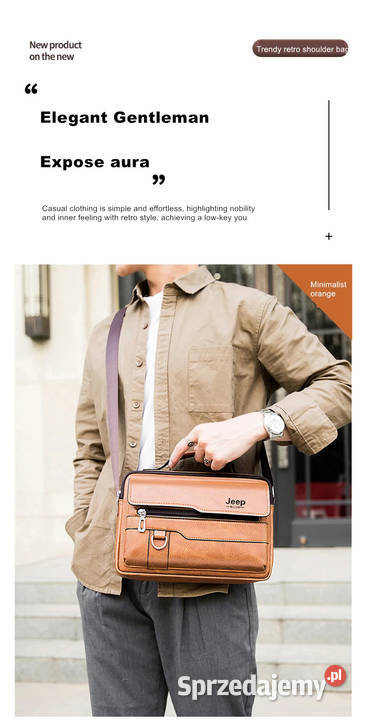 Torba męska listonoszka skórzana na ramie Jeep 28cm Torby i torebki Zawiercie