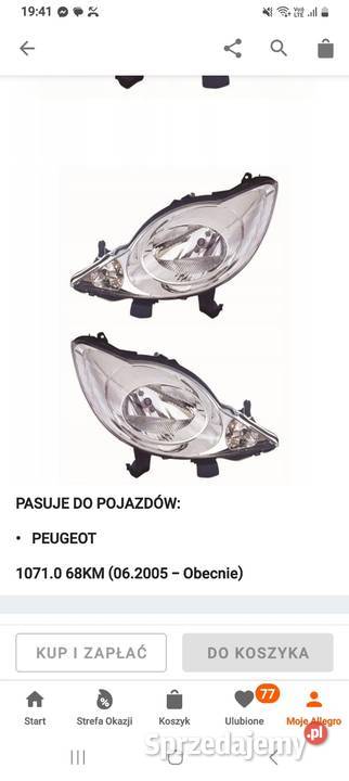 Lampy peugeot NOWE Kolsko