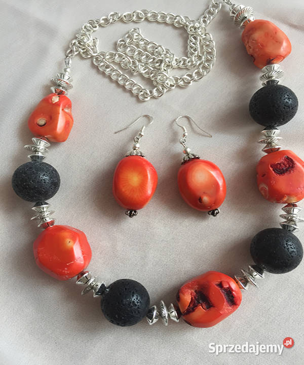 Naszyjnik z koralakoralowca i lawy wulkanicznej podlaskie Łomża