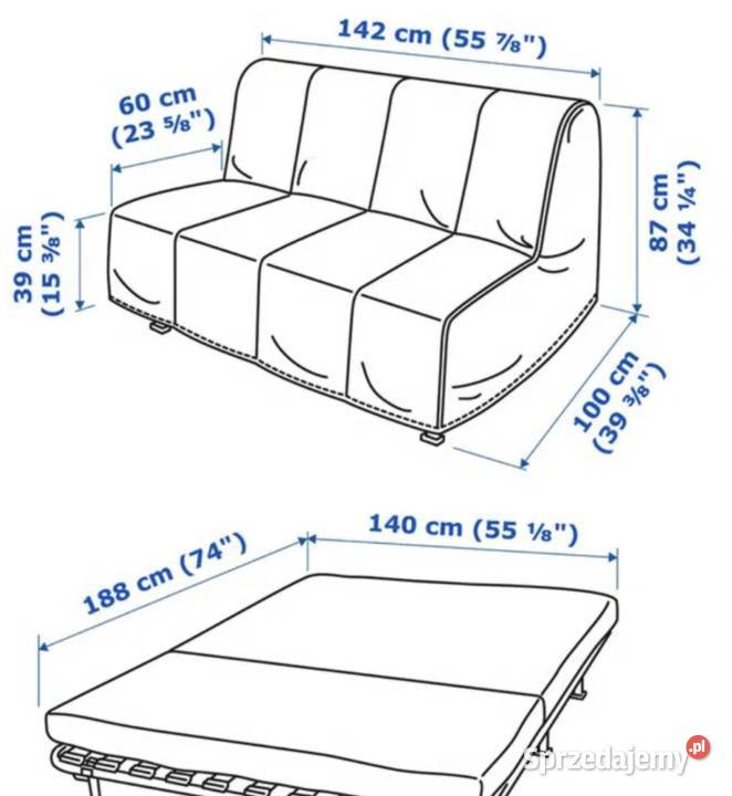 Sofa 2osobowa IKEA LYCKSELE materac Murbo Kraków sprzedam