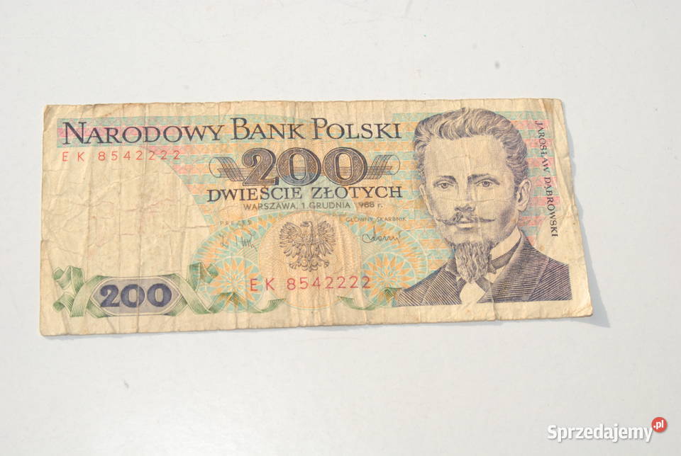 Stary banknot 200 złotych Dąbrowski 1988 antyk Cieszyn