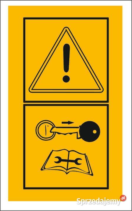Naklejki ostrzegawcze żółte piktogram bhp 7 x 4 Kamionna