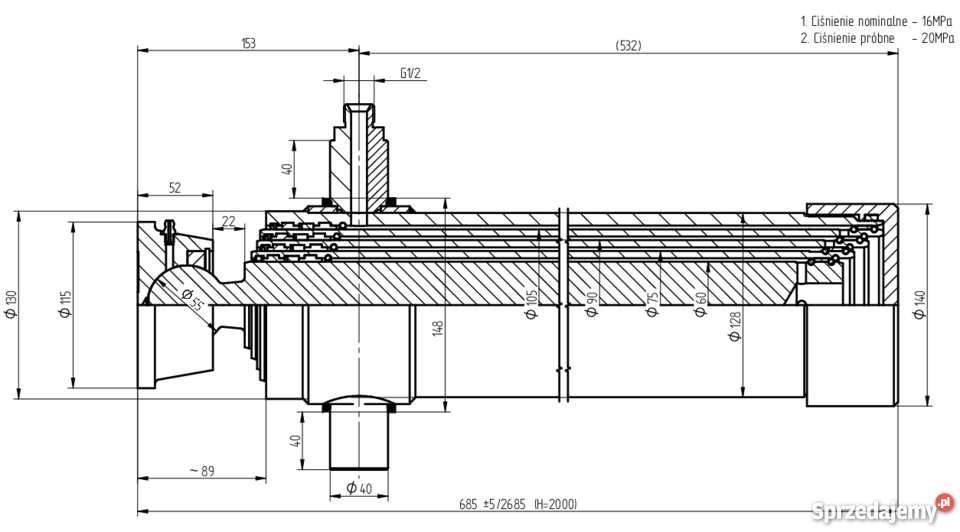 PROMOCJA Siłownik Hydrauliczny 10 T wysuw 2000 kujawsko-pomorskie Solec Kujawski