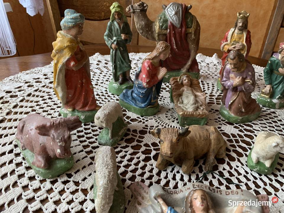 Szopka bożonarodzeniowa figurki gipsowe Ślesin