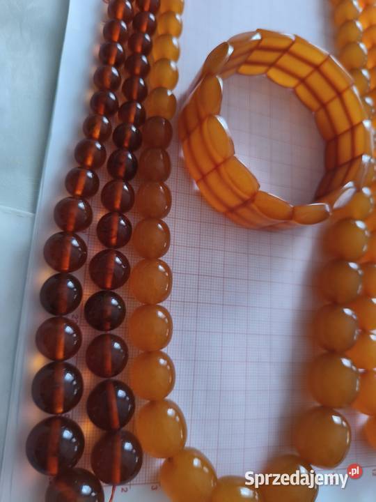 Naszyjnik bransoletka bursztyn vintage prl Białystok sprzedam