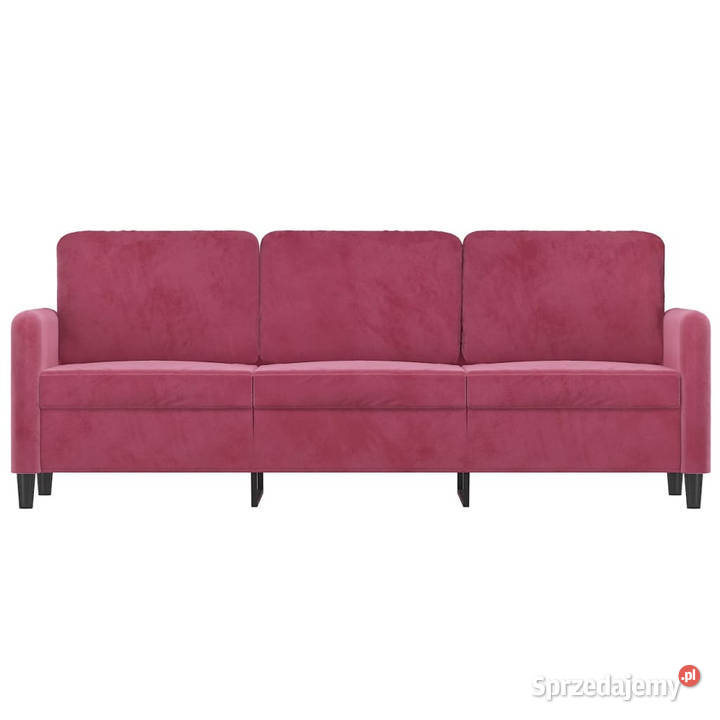 Sofa 3osobowa winna czerwień 180 obita aksamitem