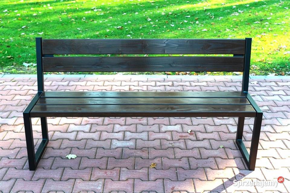 Ławka stalowa loft z oparciem miejska parkowa Radom