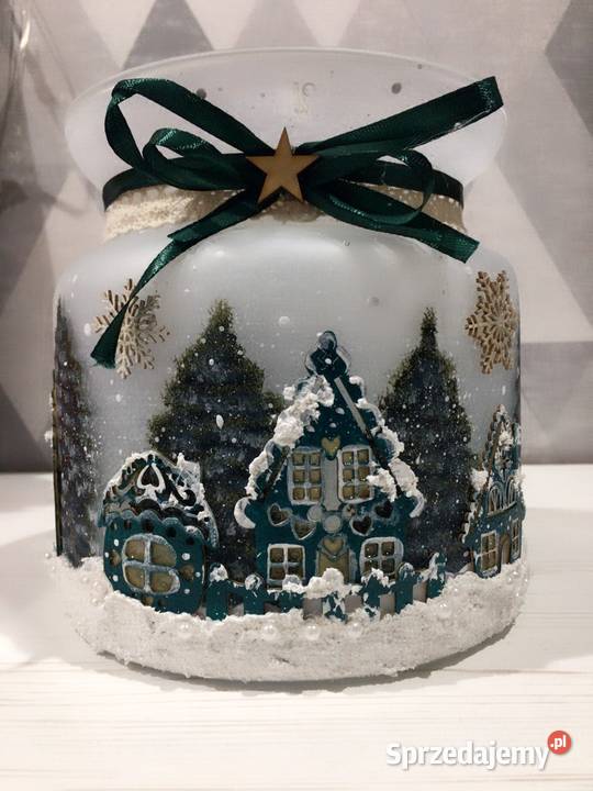 Szklany zimowy lampion