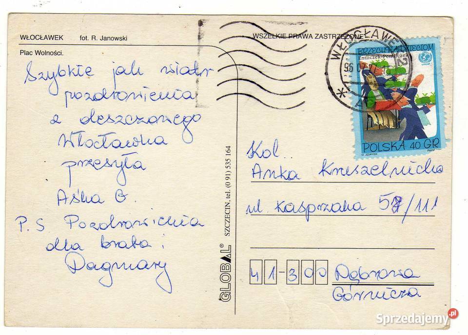 WŁOCŁAWE PLAC WOLNOŚCI POCZTÓWKA świętokrzyskie Krynki