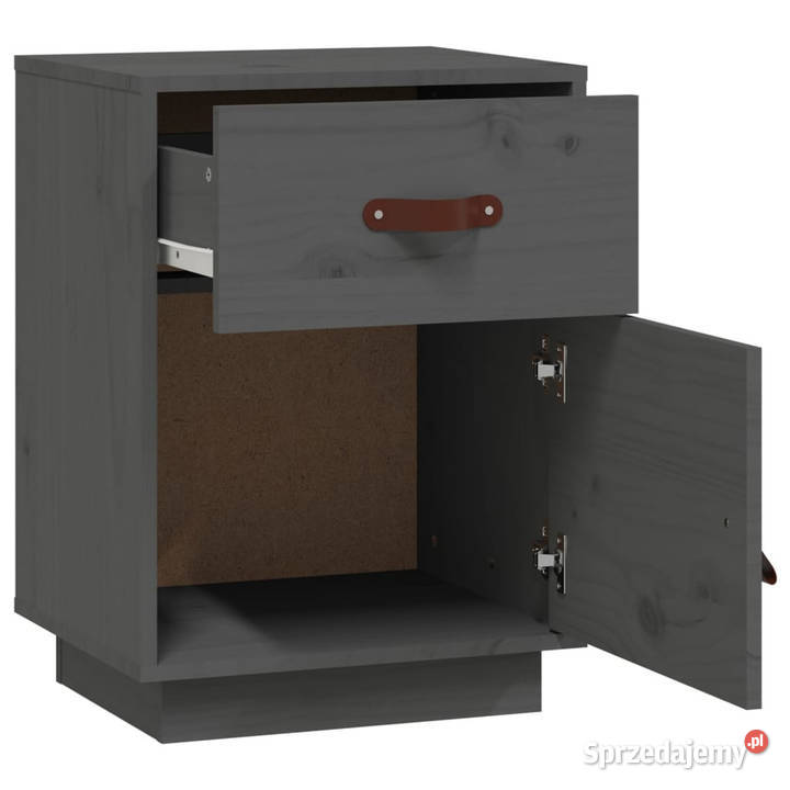 Szafka nocna szara 40x34x55 lite drewno sosnowe