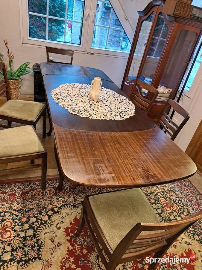 Stół secesja rozkładany krzesła Myślibórz
