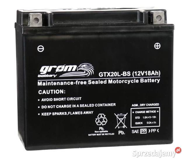 Akumulator motocyklowy GROM GTX20LBS 12V 18Ah sprzedam
