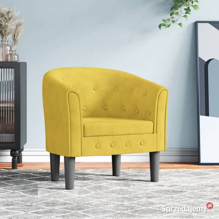Fotel klubowy żółty obity aksamitem WM356476 Warszawa
