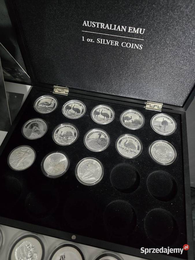 zestaw 32 srebrnych monet wagi 1 uncji próby 999 Warszawa sprzedam