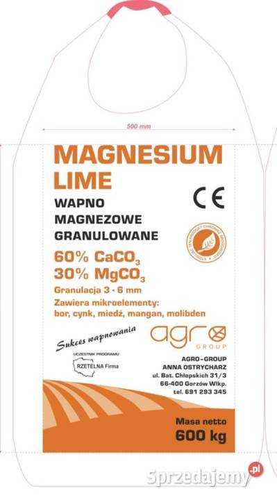 Wapno nawozowe granulowane kredowe magnezowe