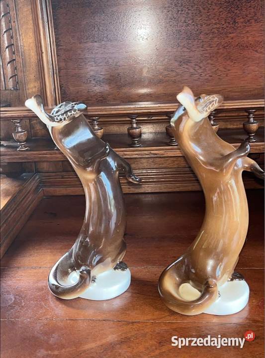 Wydra z rybą figurka Łomonosow Bez sygnatury Gdańsk