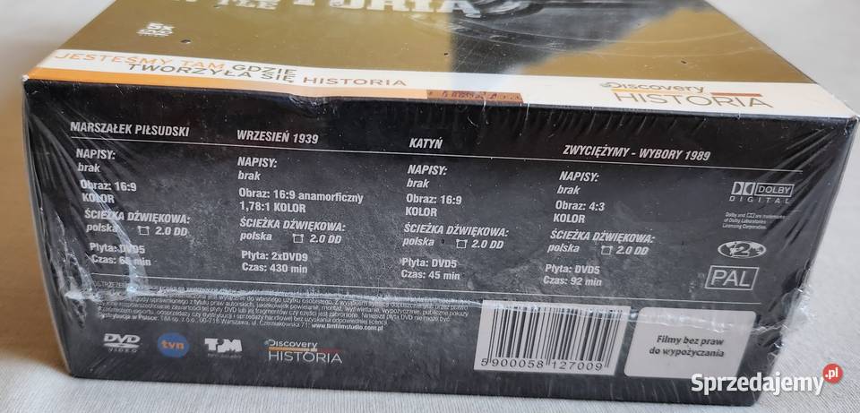 Z wielką historią w tle Pakiet 5 filmów dvd mazowieckie Warszawa