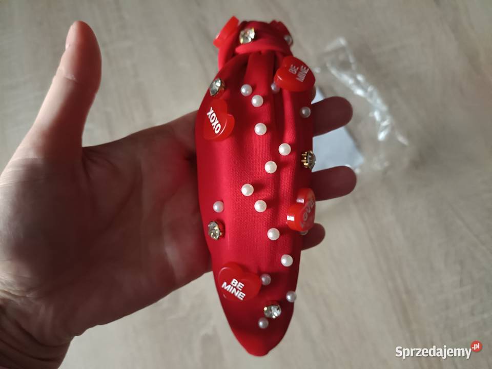 Opaska walentynkowa do włosów czerwona Kwidzyn