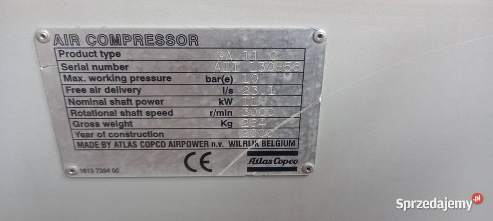Sprężarka śrubowa Atlas Copco GA11C Krapkowice