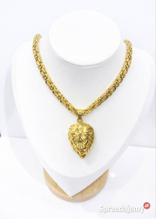 Naszyjnik Męski Łańcuszek i Zawieszka Lew Stal Wolsztyn