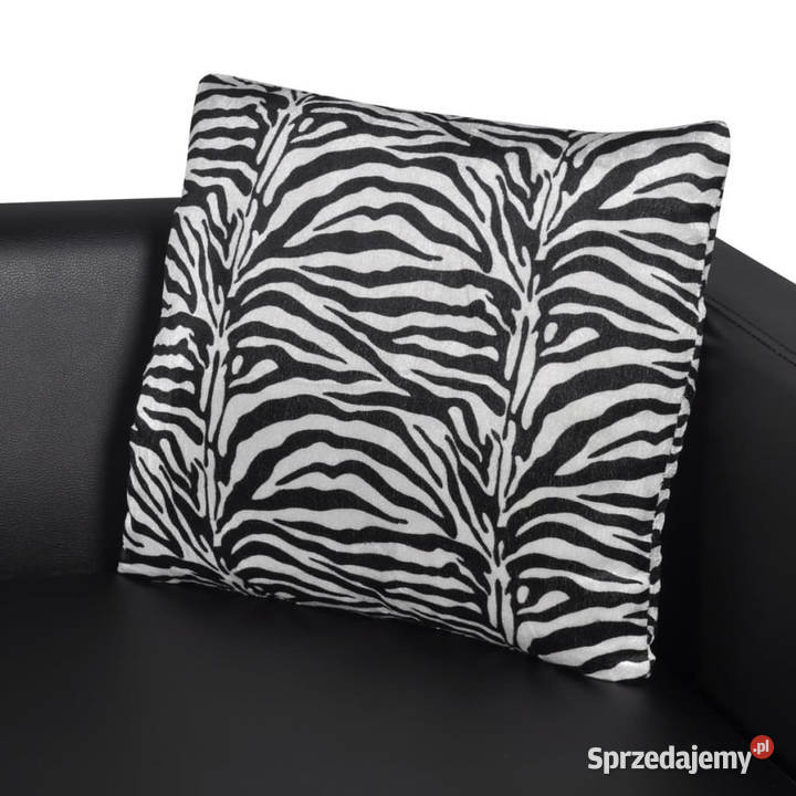 Sofa 3osobowa ze skóry syntetycznej czarna Sofy i kanapy Meble Warszawa