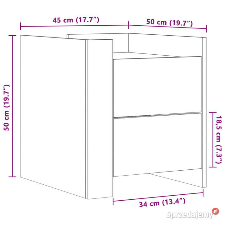 Szafka nocna biała 45x50x50 materiał Warszawa