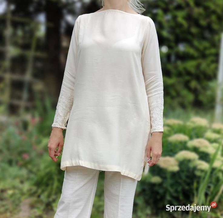 Kremowa bluzka tunika XL 42 wiskoza jedwab biały Szczecin sprzedam