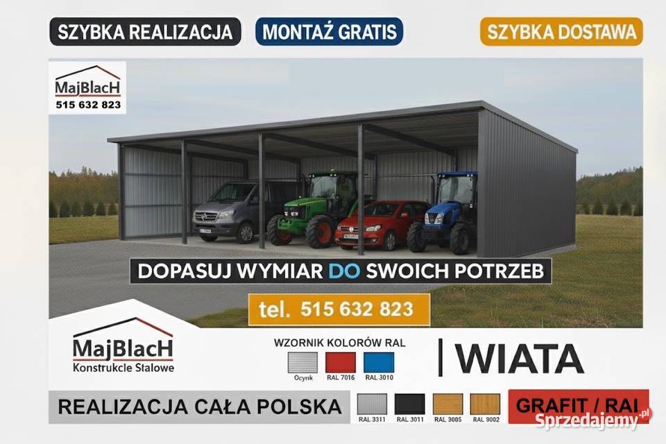 Drewnopodobny Garaż Blaszany Dwuspadowy Hala 299zł/m2 Gostyń