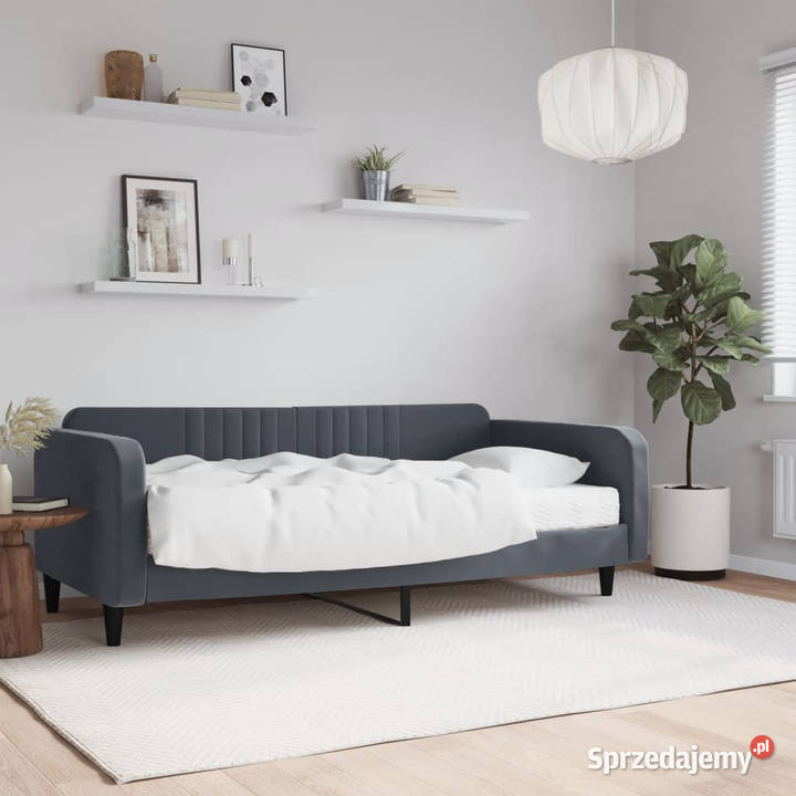 Sofa z materacem do spania ciemnoszara aksamit Warszawa