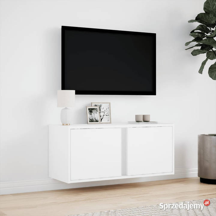 Ścienna szafka TV z LED biała 80x31x35 WM852257 Warszawa